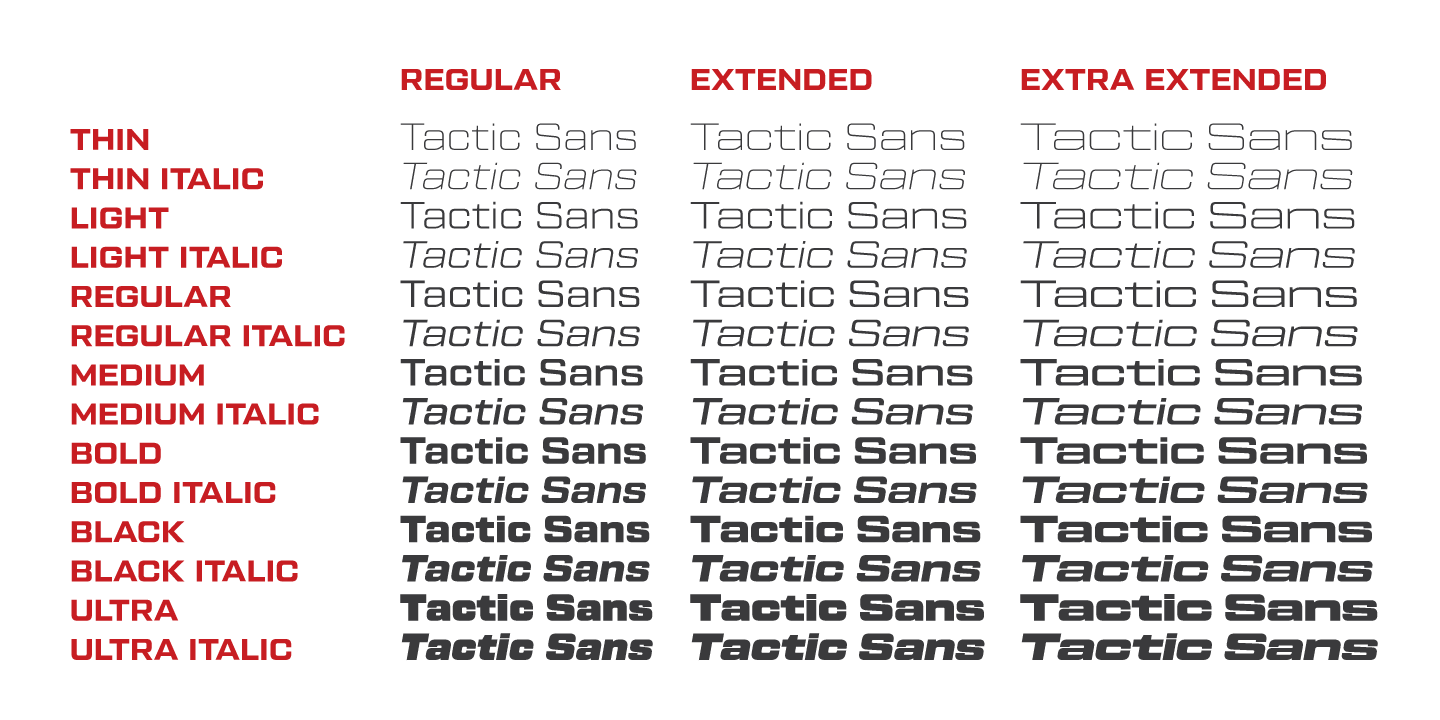 Przykład czcionki Tactic Sans Bold Italic